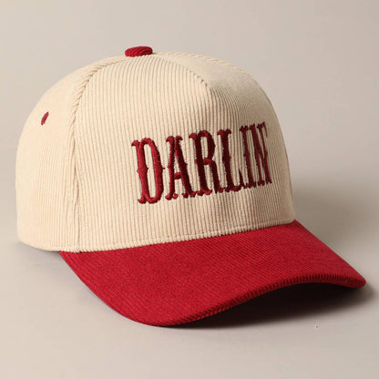 DARLIN' Corduroy Trucker Hat (Beige Deluxe)