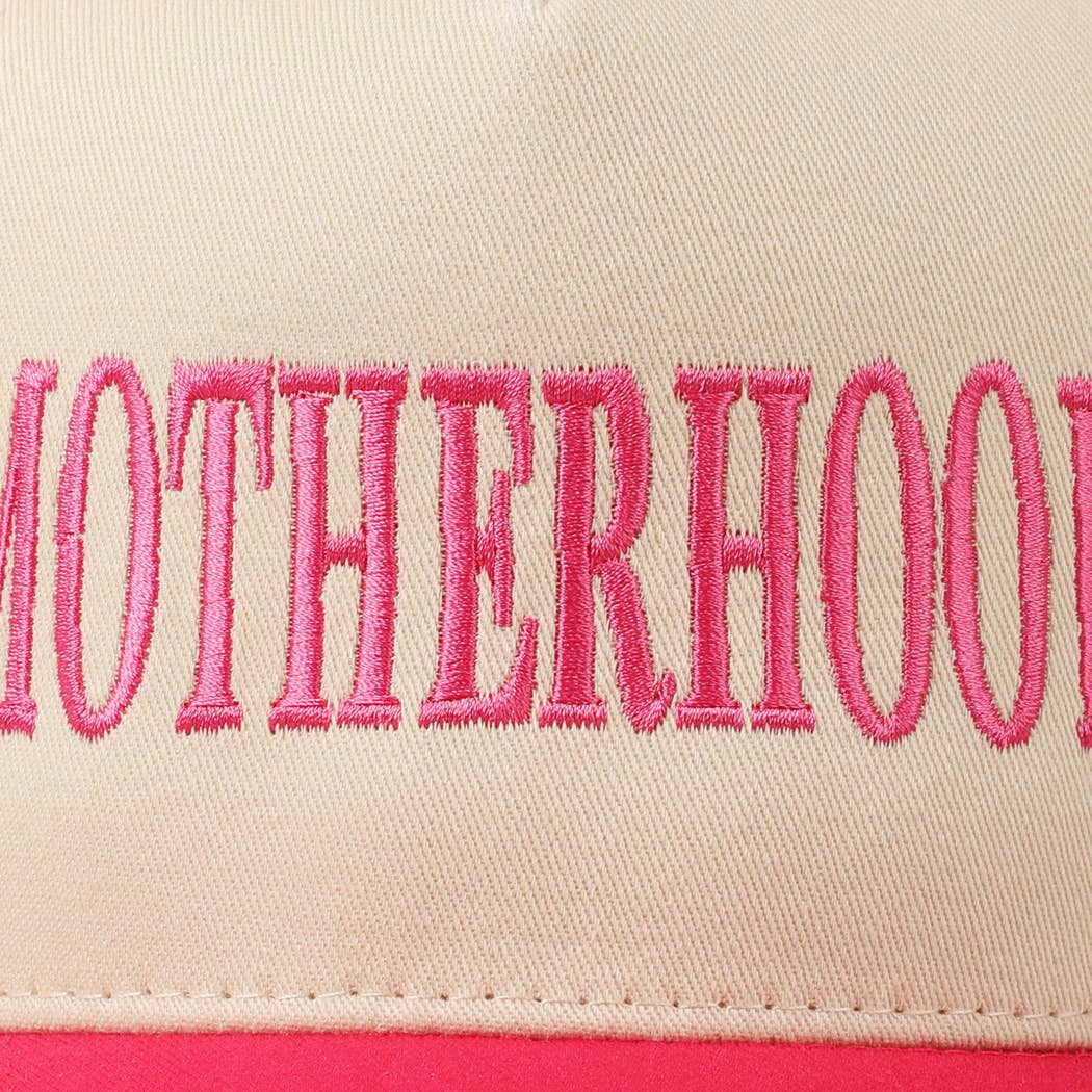 MOTHERHOOD Embroidered Two-Tone Trucker Hat (Hot Pink)