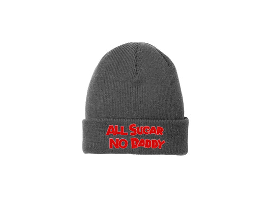 All Sugar No Daddy - Embroidered Winter Beanie (Dorian Grey)