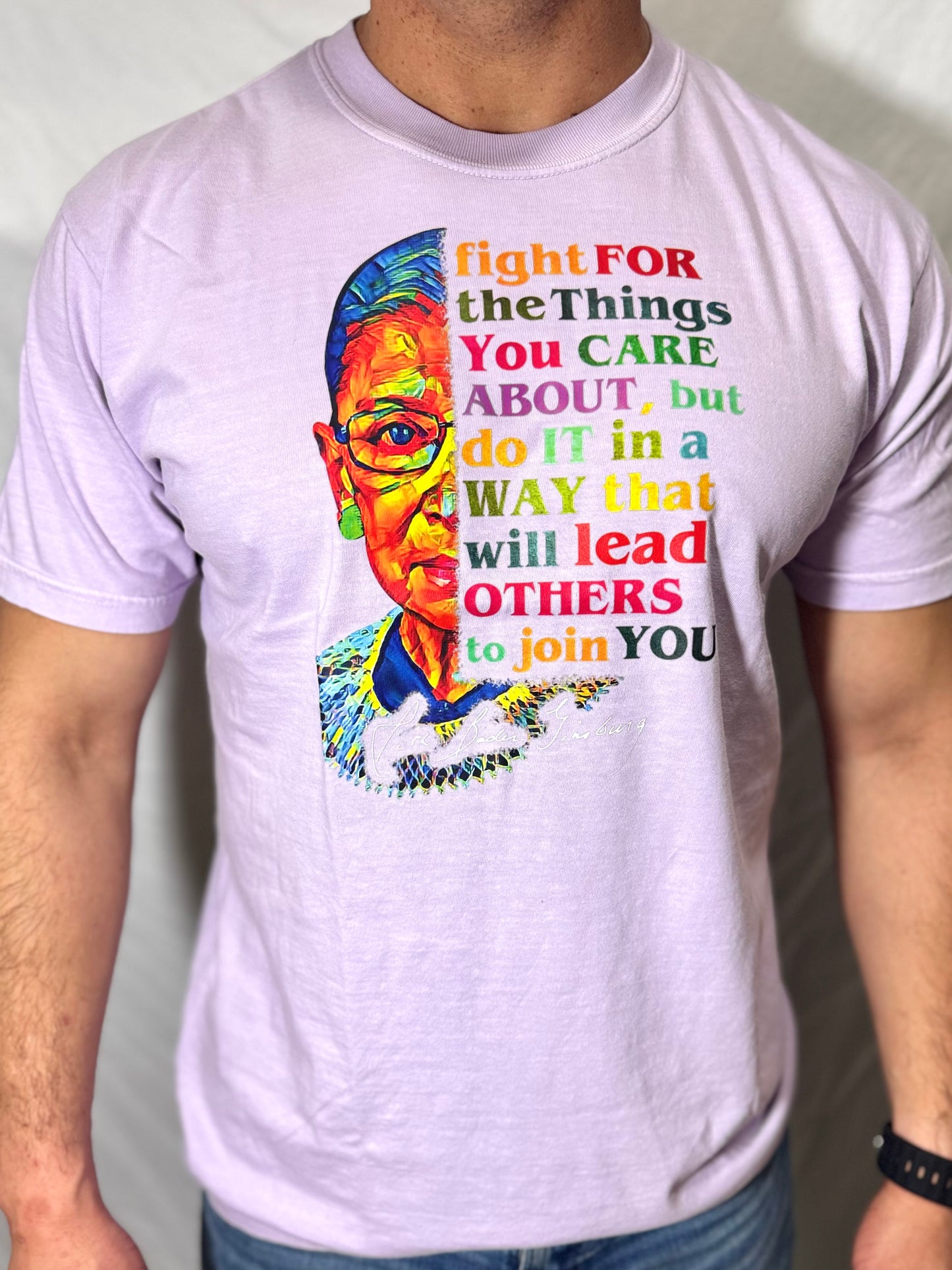 Fight For the Things You Care About Comfort Colors Graphic Tee (Purple)