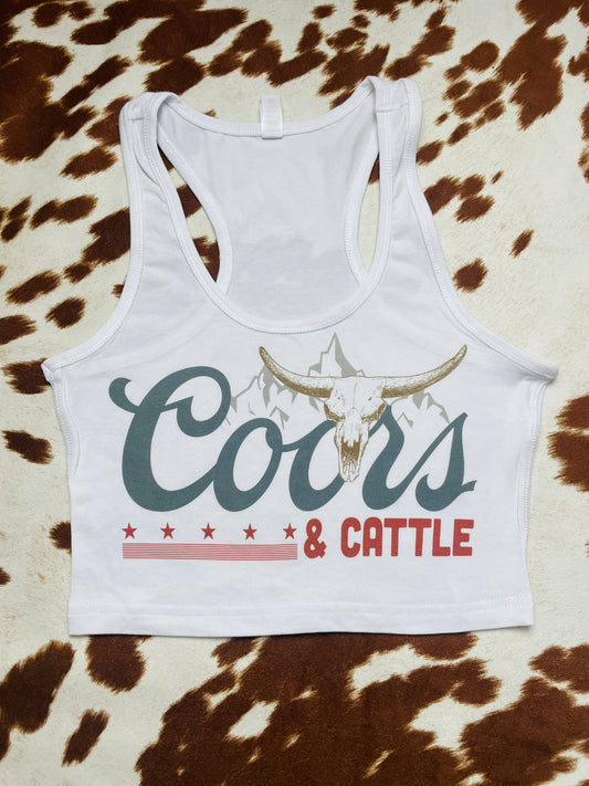 Coors & Cattle Cropped Racerback Tank Top