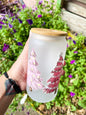 Pink Christmas Tree Glass Tumbler - 16oz