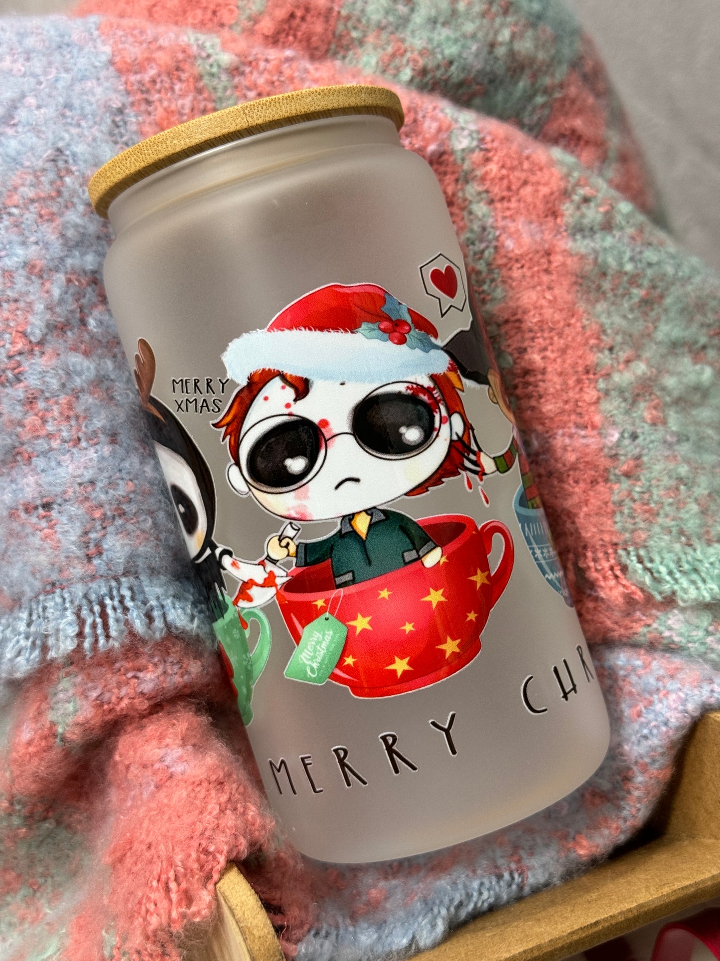 A Merry Slasher Christmas Glass Tumbler - 16oz