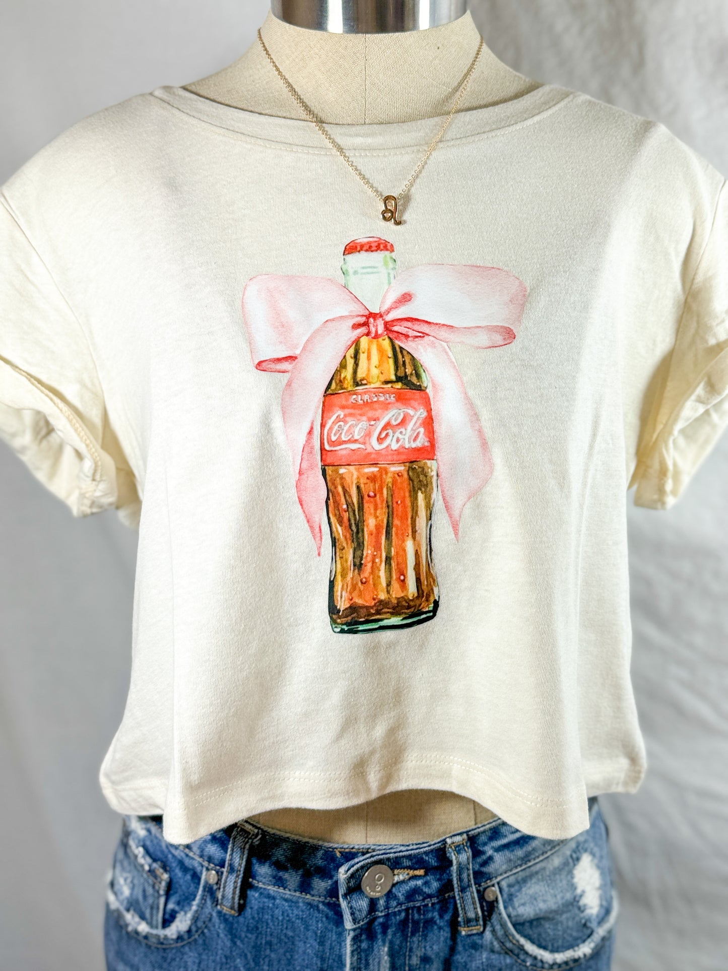 Coquette Cola Cropped Graphic Tee (Ivory)