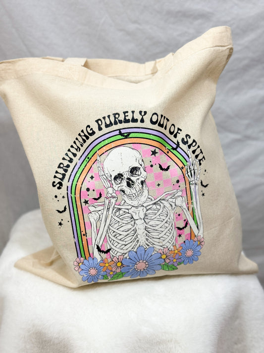 Surviving Purely Out of Spite Canvas Tote Bag