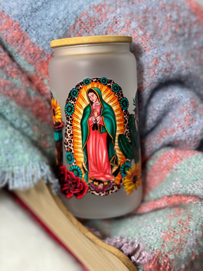 Virgen de Guadalupe Glass Tumbler - 16oz