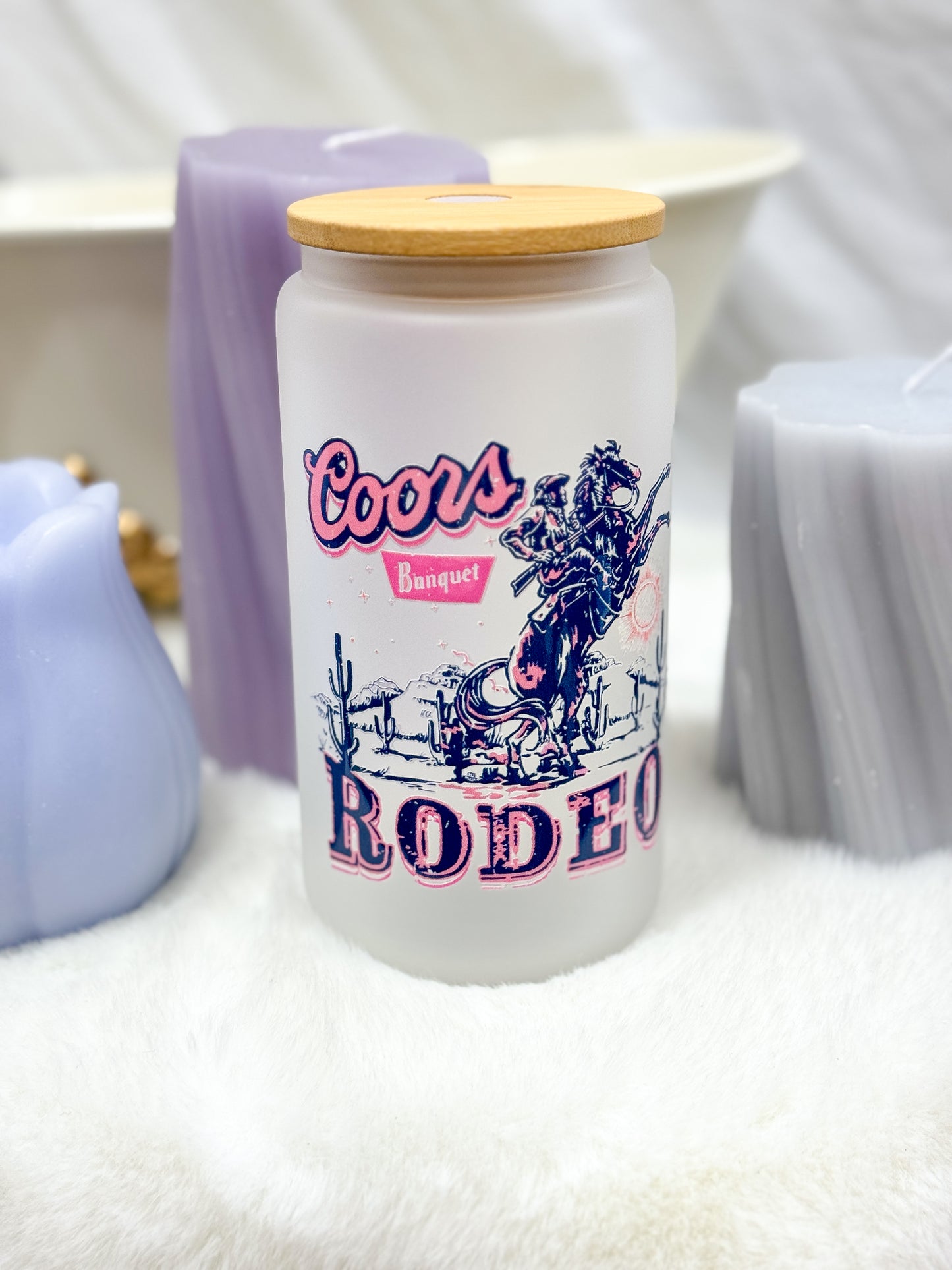 Pink Coors Rodeo Glass Tumbler - 16oz