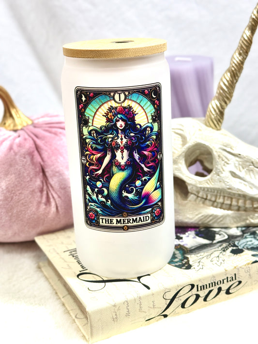 The Mermaid Tarot Card Tall Can Glass Tumbler - 16oz