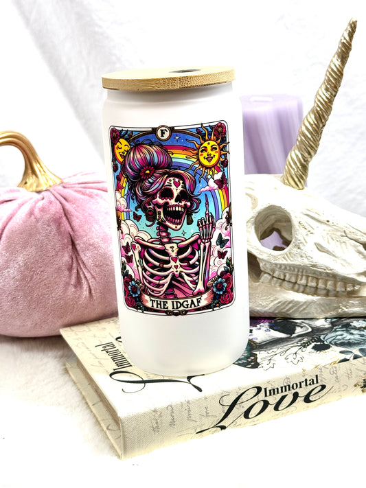 The IDGAF Tarot Card Tall Can Glass Tumbler - 16oz