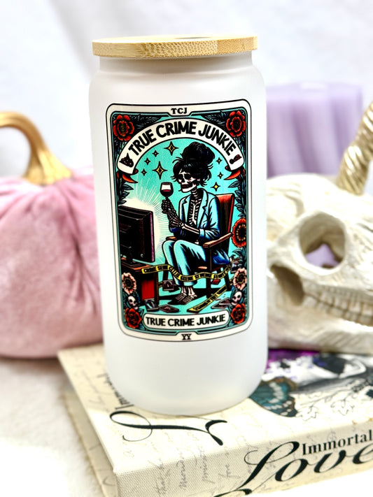 True Crime Junkie Tarot Card Tall Can Glass Tumbler - 16oz