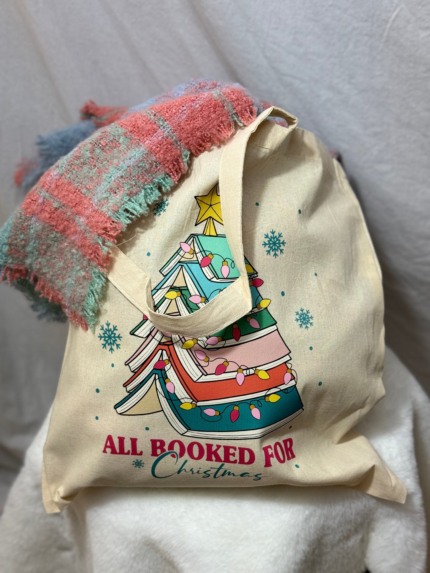 All Booked for Christmas Canvas Tote Bag