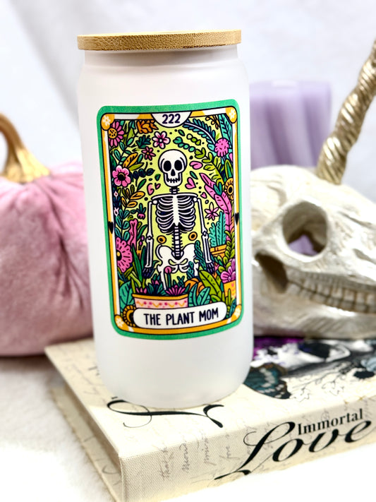 The Plant Mom Tarot Card Tall Can Glass Tumbler - 16oz