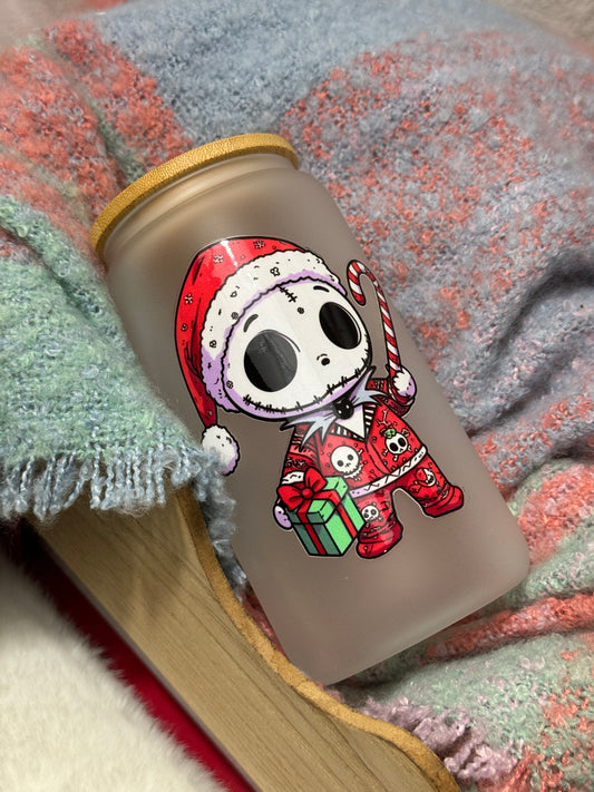 Skelly Christmas Glass Tumbler - 160z