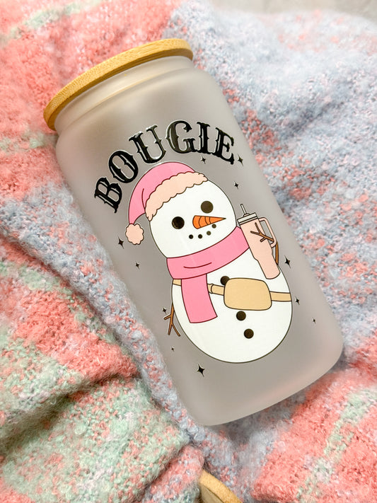 Bougie Snowperson Glass Tumbler - 16oz