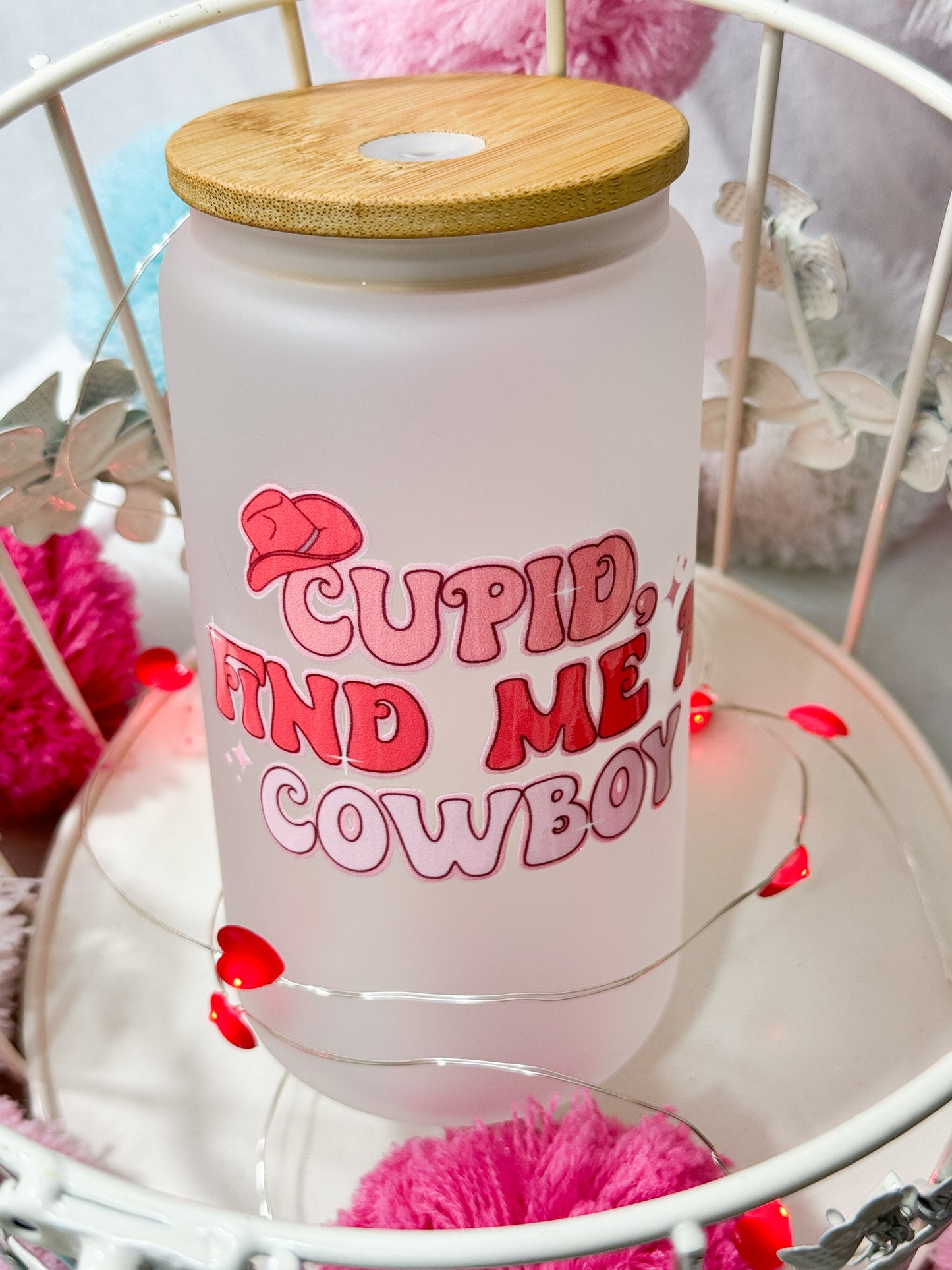 Cupid Find Me A Cowboy Glass Tumbler - 16oz