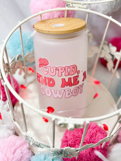 Cupid Find Me A Cowboy Glass Tumbler - 16oz