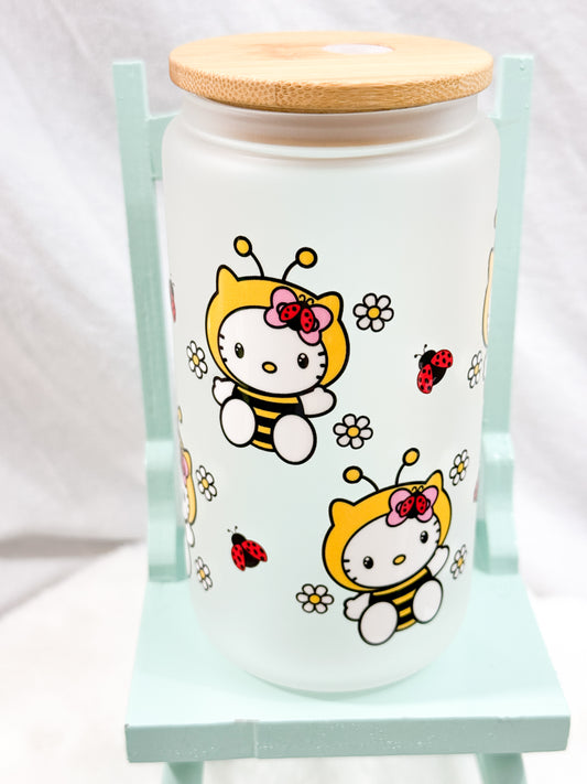 Save the Honey Bee Kitty’s Glass Tumbler - 16oz