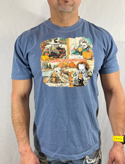 Pumpkin Spice Coffee Club Comfort Colors Graphic Tee (Cobalt Blue)