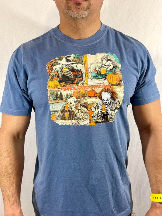 Pumpkin Spice Coffee Club Comfort Colors Graphic Tee (Cobalt Blue)