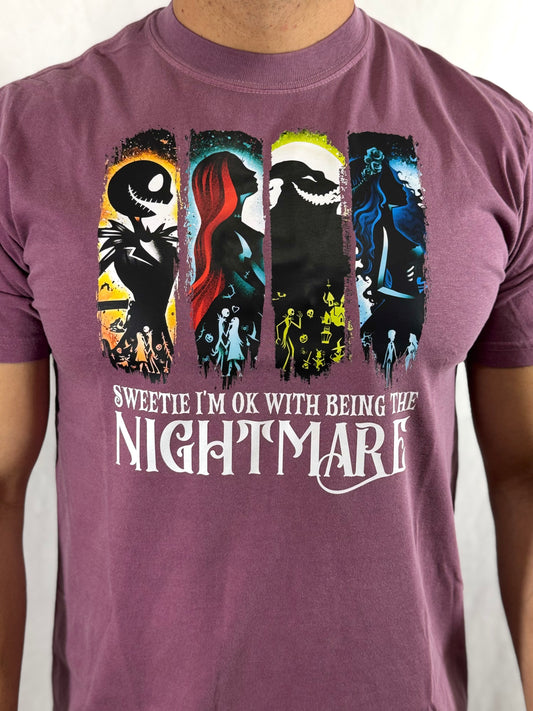 Sweetie I'm ok With Being the Nightmare Comfort Colors Graphic Tee (Berry)