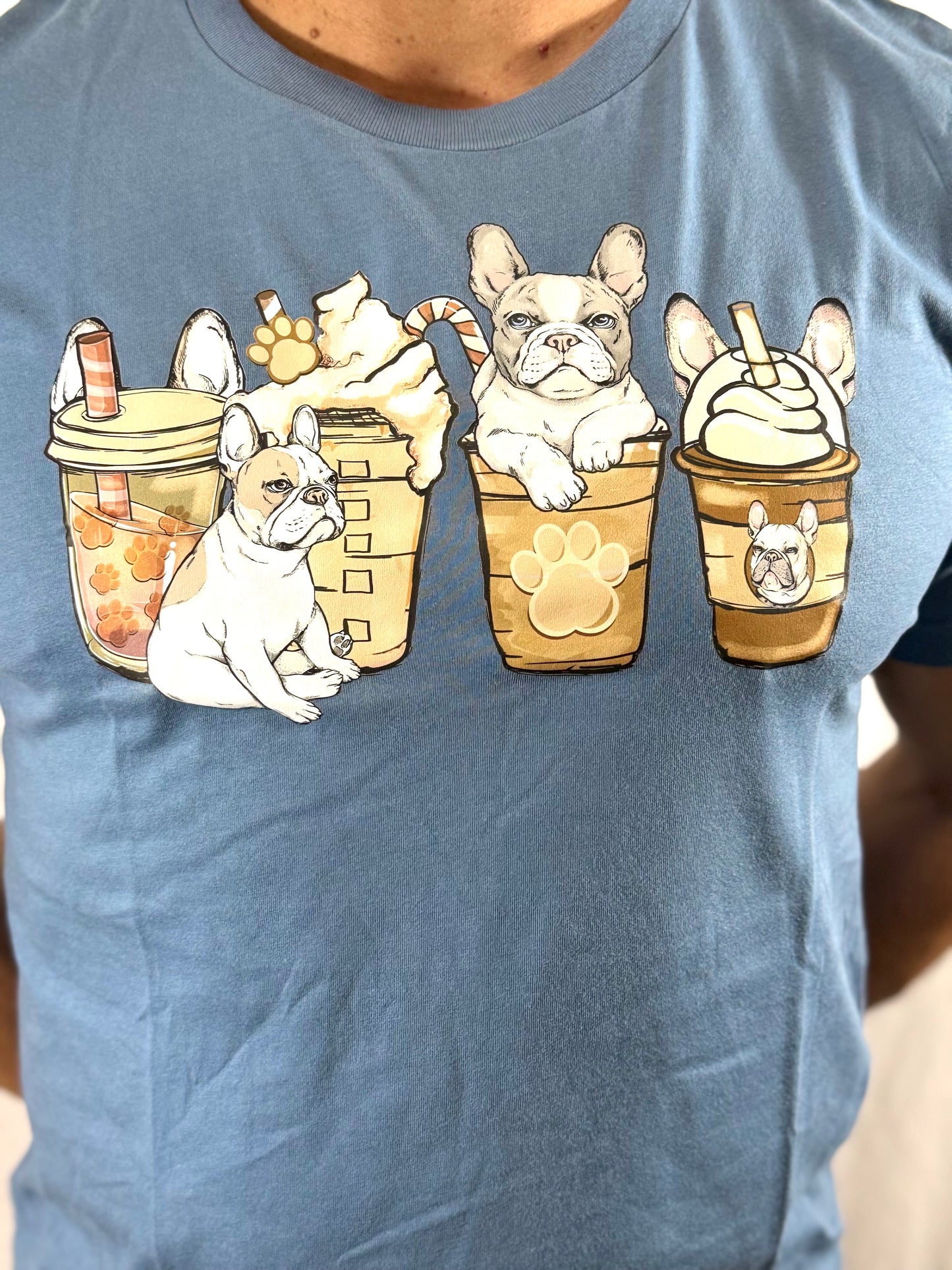 Puppuccino 'Frenchie' Graphic Tee (Slate Blue)
