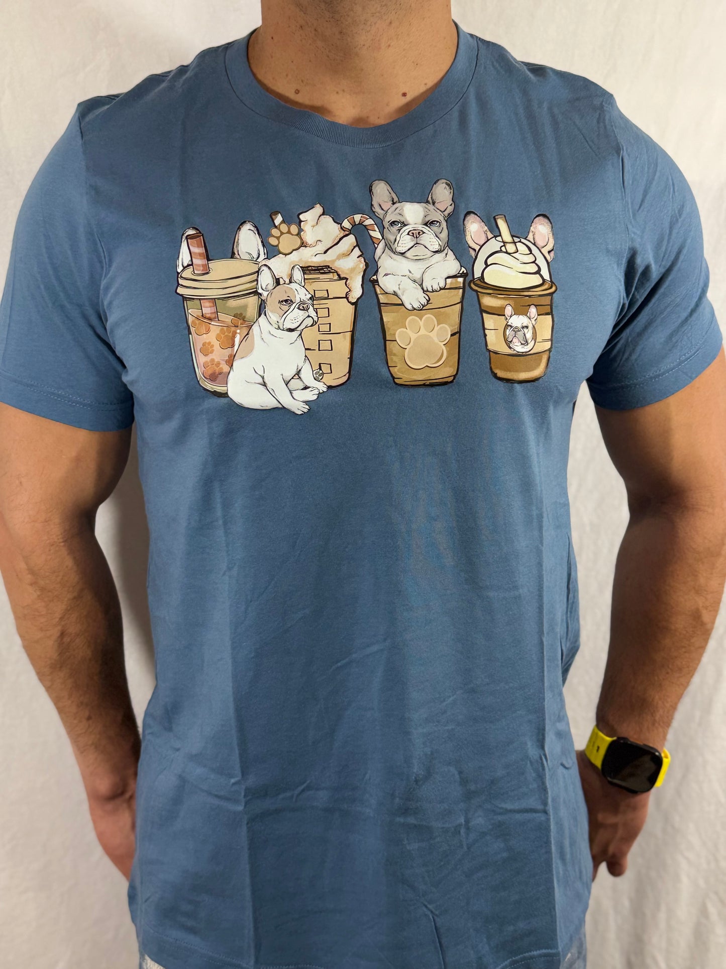 Puppuccino 'Frenchie' Graphic Tee (Slate Blue)