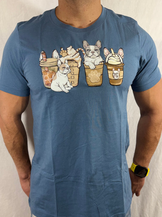 Puppuccino 'Frenchie' Graphic Tee (Slate Blue)