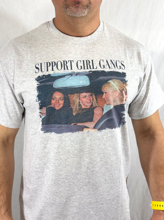 Support Girl Gangs Screen Printed Graphic Tee (Heather Grey)
