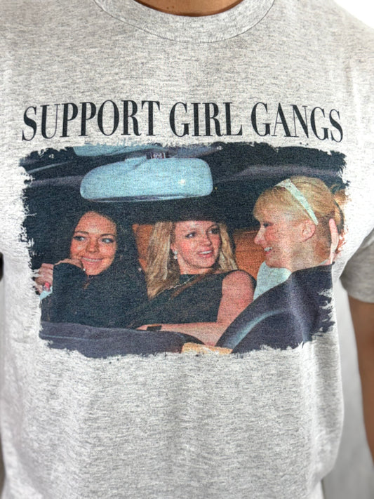 Support Girl Gangs Screen Printed Graphic Tee (Heather Grey)