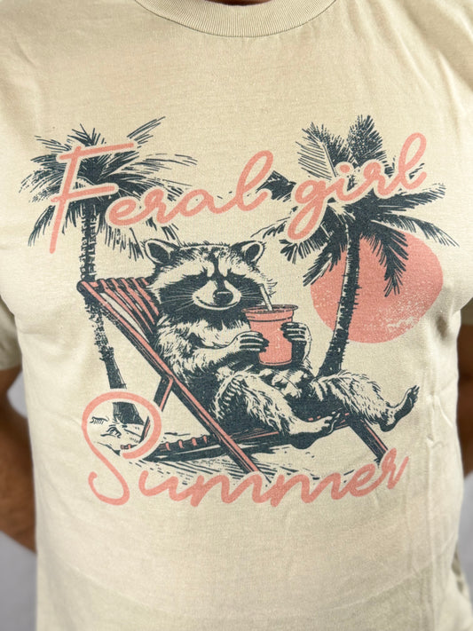 Feral Girl Summer Graphic Tee (Beige)