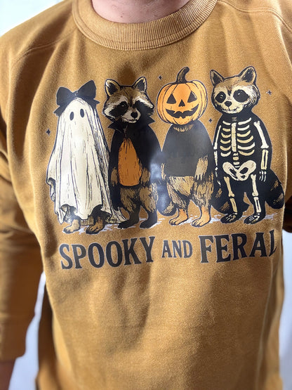 Spooky and Feral Crew Sweater (Mustard)