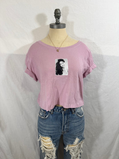 Queen of Tejano Music Cropped Graphic Tee (Purple)