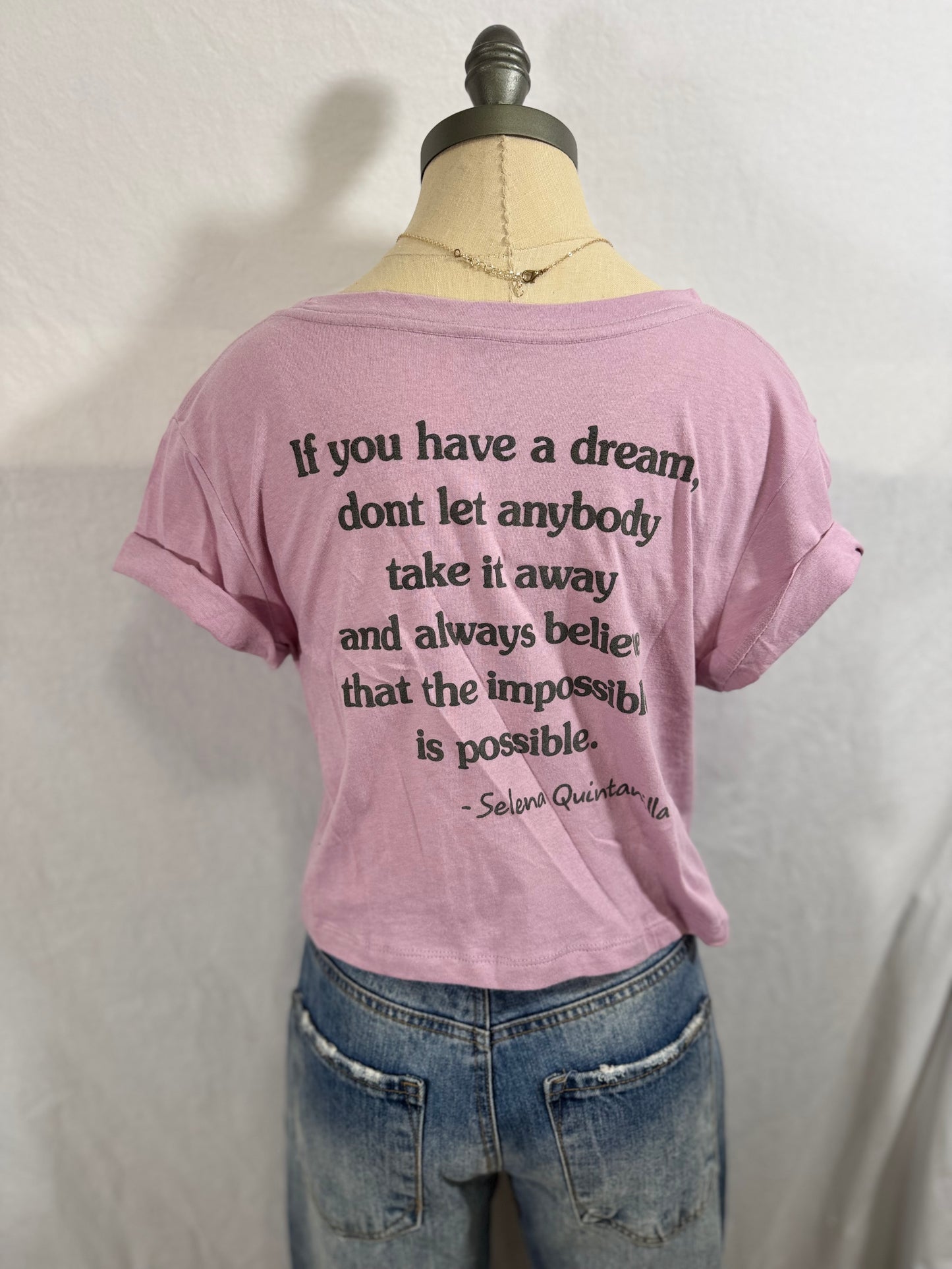 Queen of Tejano Music Cropped Graphic Tee (Purple)