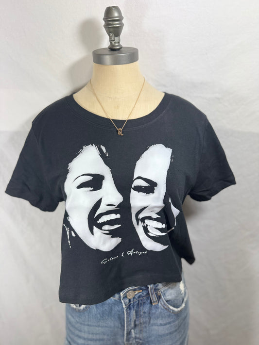 Tejano Meets RNB Royalty Cropped Graphic Tee (Black)