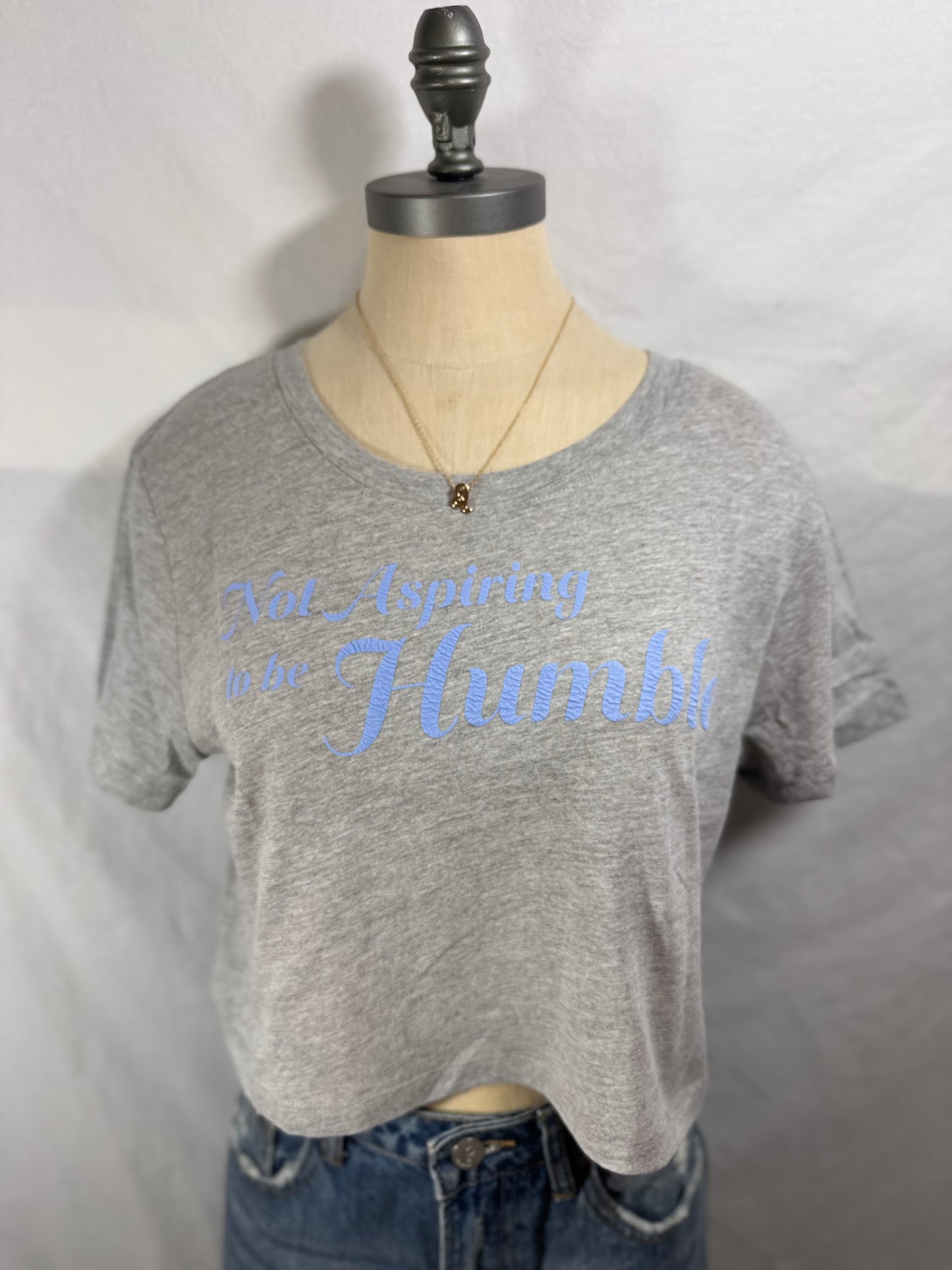 Not Aspiring to be Humble Cropped Graphic Tee (Heather Grey)