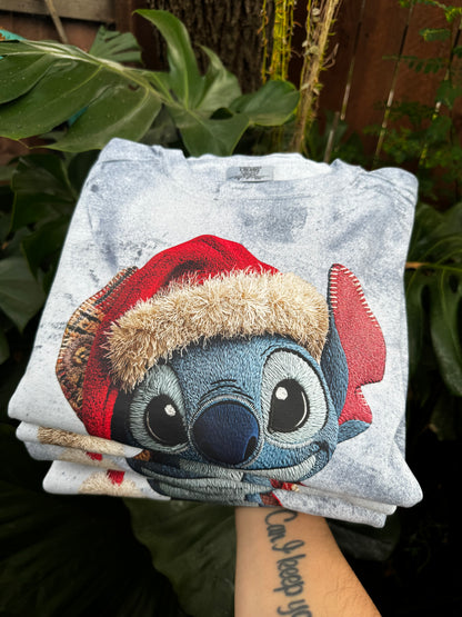 Ohana for Christmas Faux Thread Comfort Colors Sweater (Acid Blue)