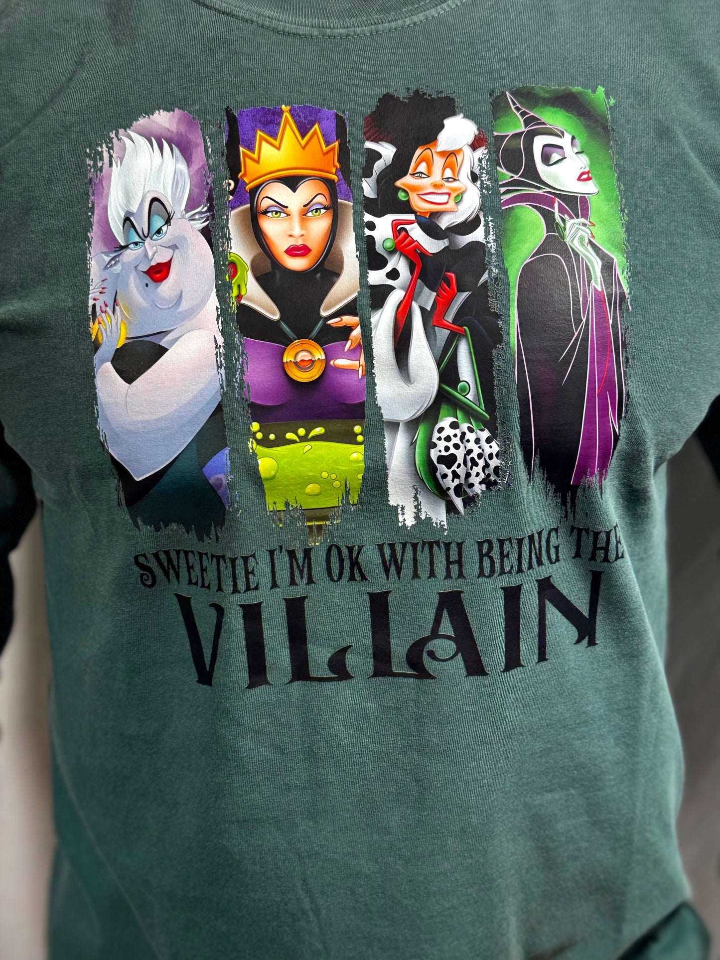 Sweetie, I'm Okay With Being the Villain Comfort Colors Graphic Long Sleeve Tee (Emerald City)