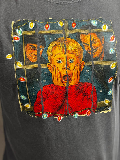 Home Alone Comfort Colors Graphic Long Sleeve Tee (Charcoal)