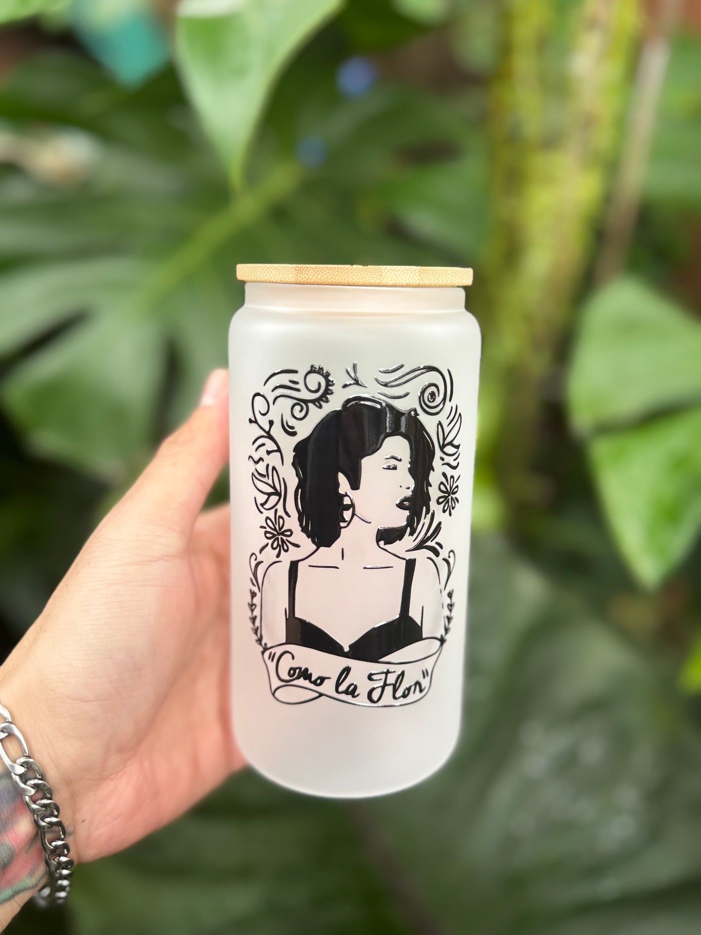 Como La Flor Glass Tumbler - 16oz