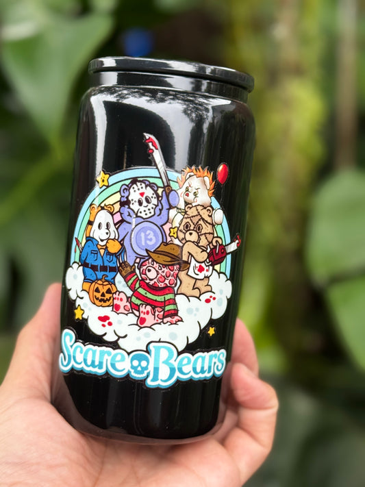 Scare Bears Haunted Dreams Glass Tumbler - 16oz (Pitch Black)
