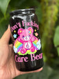 Don't F-- Care Bear Glass Tumbler - 16oz (Pitch Black)