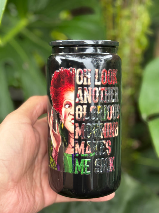 Another Glorious Morning Glass Tumbler - 16oz (Pitch Black