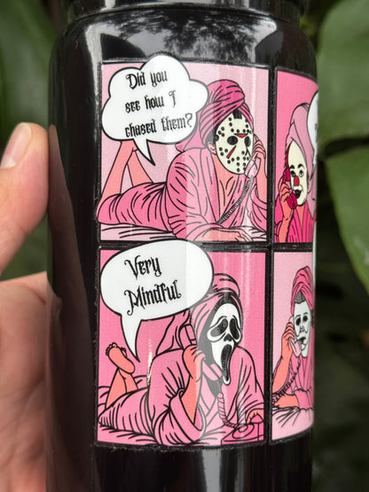 Very Demure Slasher Friends Glass Tumbler - 16oz (Pitch Black)