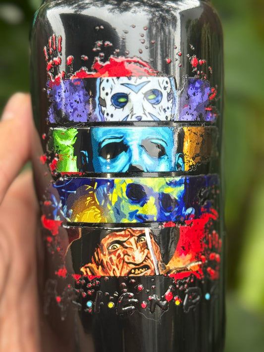 Slasher Boys of Halloween Glass Tumbler - 16oz (Pitch Black)