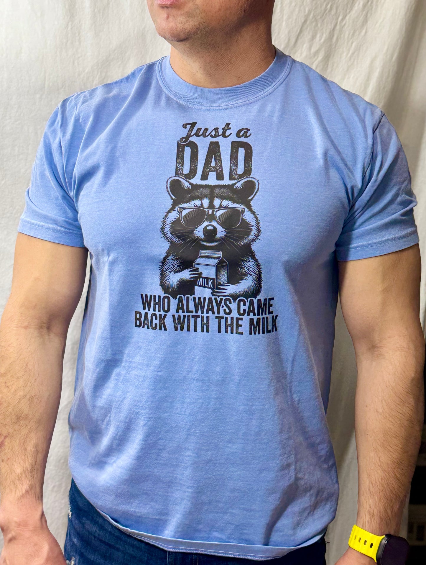 Just A Dad Who Came Back Comfort Colors Graphic Tee (Steel Blue)