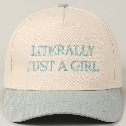 Literally Just A Girl Two Tone Trucker Hat (Sage Advice)