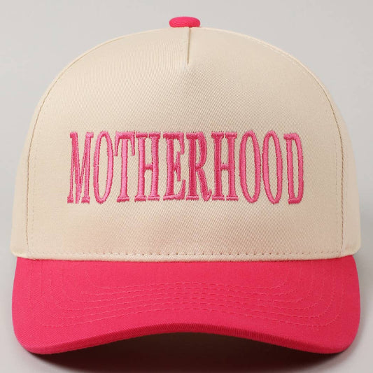 MOTHERHOOD Embroidered Two-Tone Trucker Hat (Hot Pink)