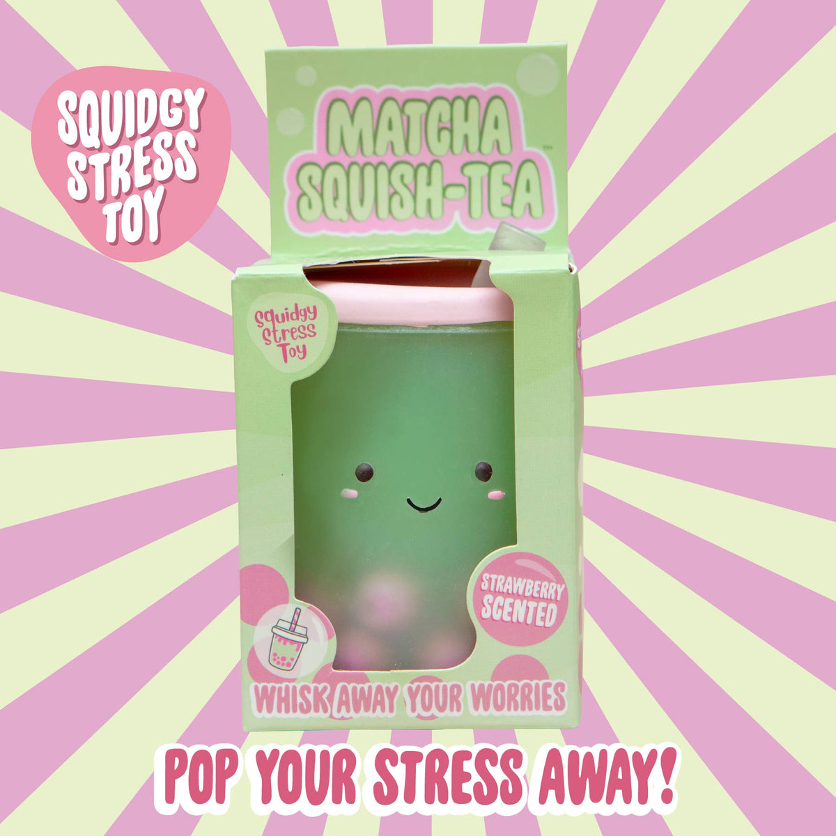 Matcha Boba Tea Squish Toy - Strawberry Scented