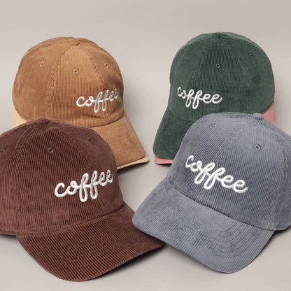 Coffee Corduroy Baseball Cap (Dark Brown)