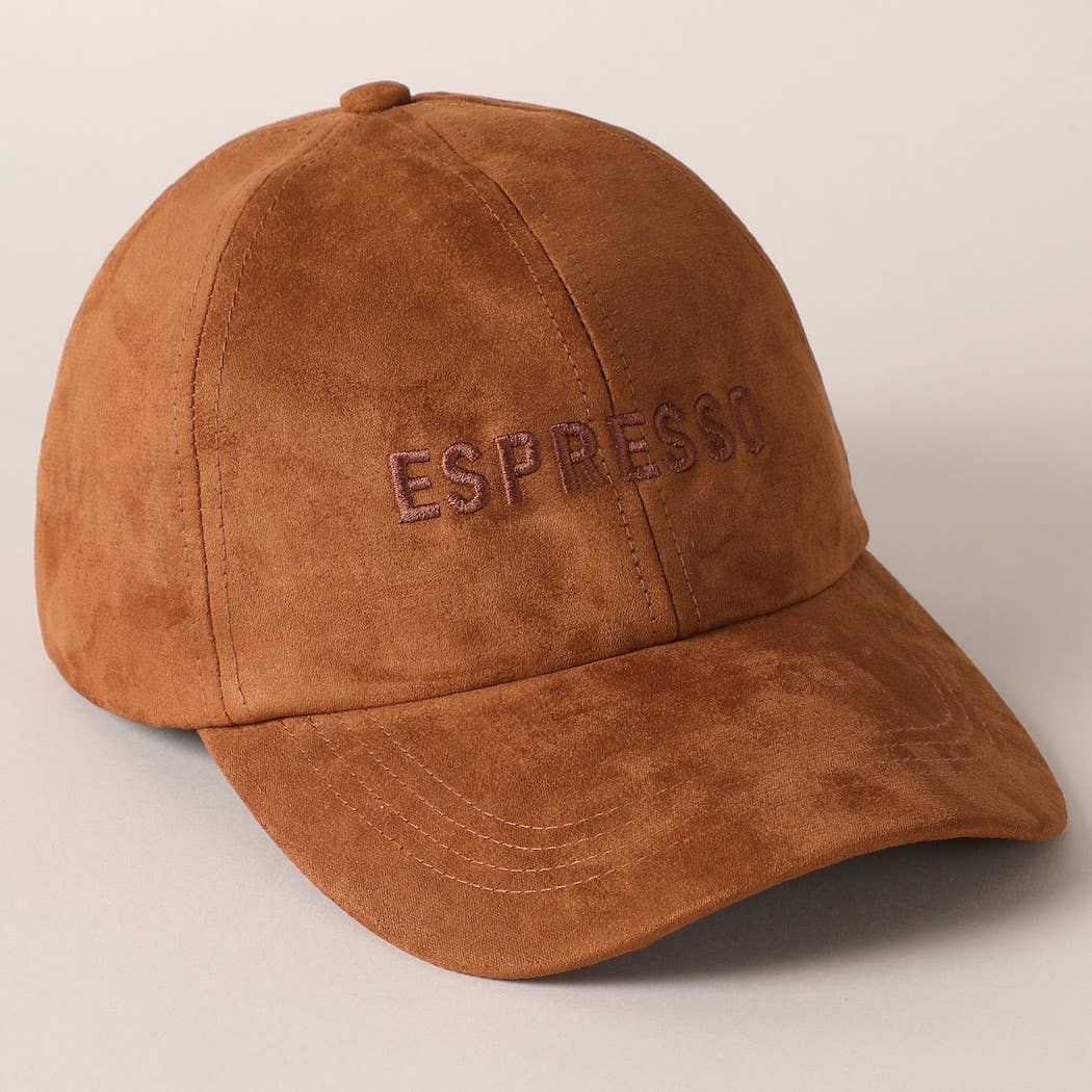 Espresso Embroidery Suede Hat (Cognac)